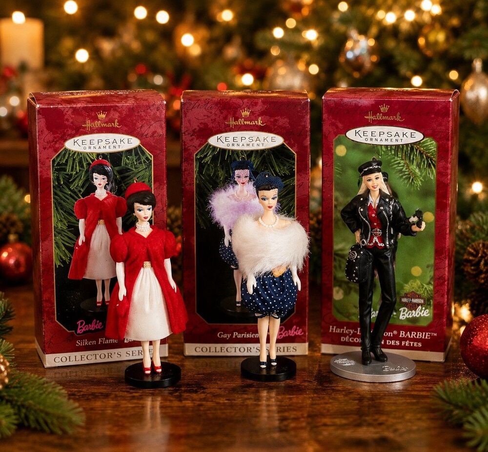 Vintage Hallmark Barbie Keepsake Ornaments Lot of 3 1990s 2000 Harley-Davidson